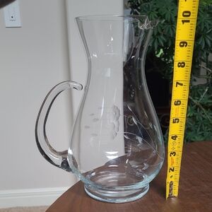 Princess House Heritage Etched Glass Pitcher 10"